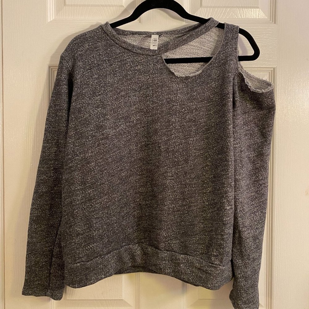 Assymetrical Open-Shoulder Crewneck
